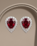 Teardrop Halo Stud Earrings Sterling Silver