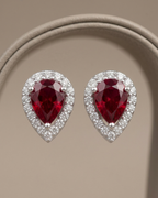 Teardrop Halo Stud Earrings Sterling Silver