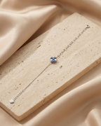 Sapphire Blue Clover Paperclip Bracelet