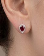 Teardrop Halo Stud Earrings Sterling Silver