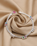 Teardrop Stone Cluster Anklet Sterling Silver