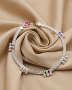 Teardrop Stone Cluster Anklet Sterling Silver