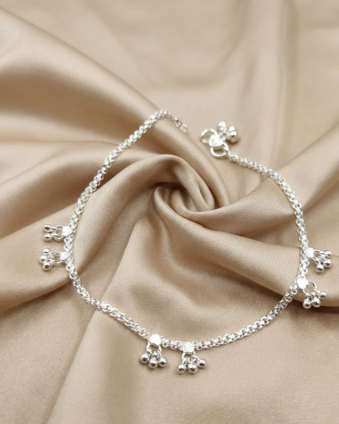 Traditional Cluster Sterling Silver Anklet