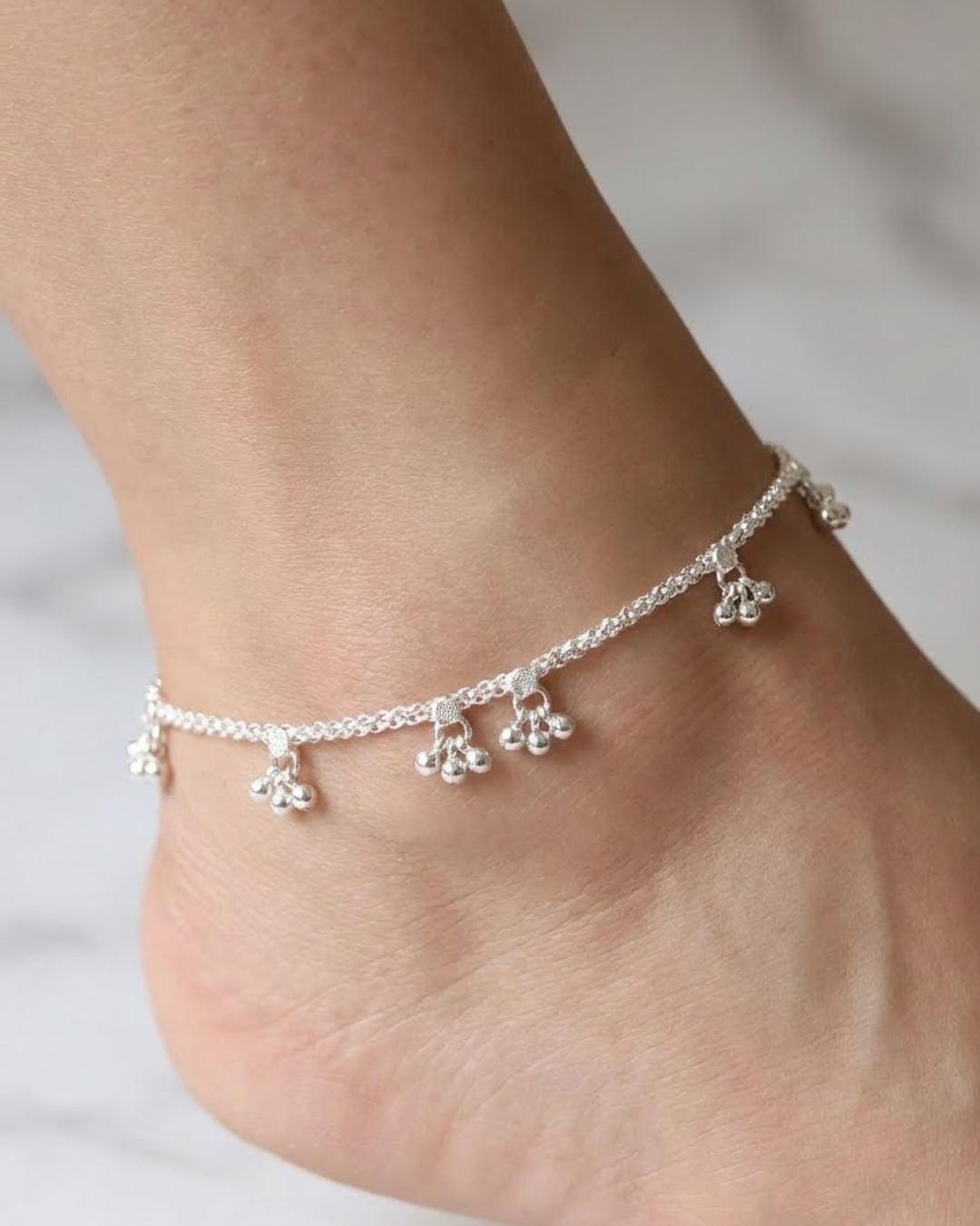 Traditional Cluster Sterling Silver Anklet