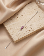 Crimson Ruby Baguette Link Bracelet