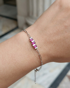 Crimson Ruby Baguette Link Bracelet