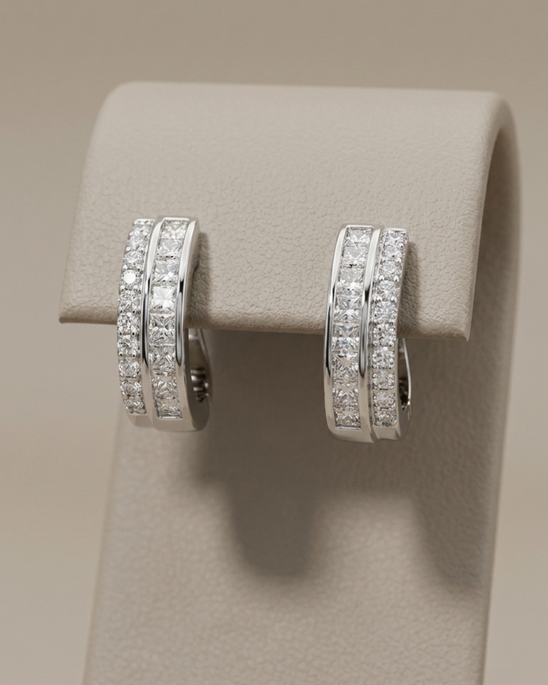 Curved Multi-Row Stud Earrings Sterling Silver