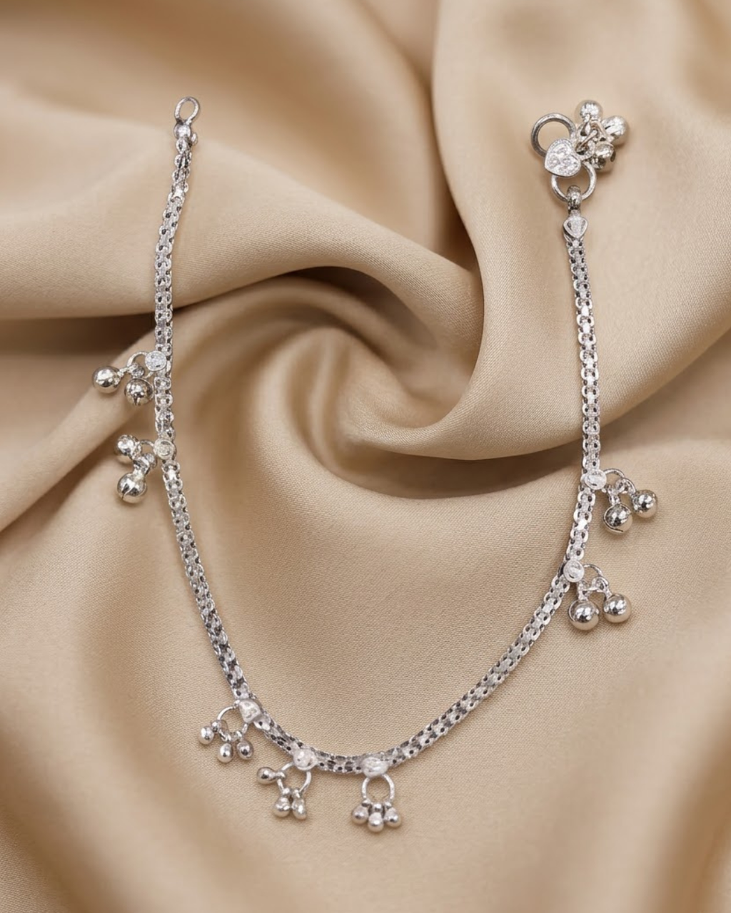Crystal Station Cluster Silver Anklet