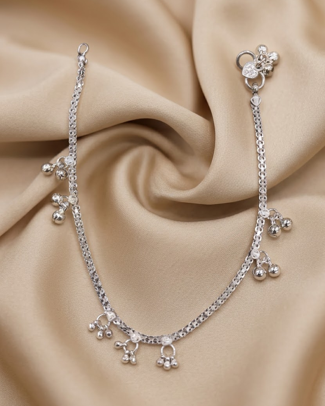 Crystal Station Cluster Silver Anklet