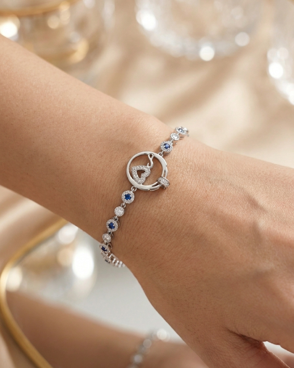 Sapphire Amour Charm Toggle Bracelet