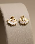 Swan Stud Earrings Gold Plated