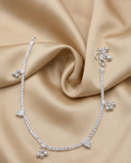 Floral Charm Anklet Sterling Silver