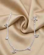 Floral Charm Anklet Sterling Silver