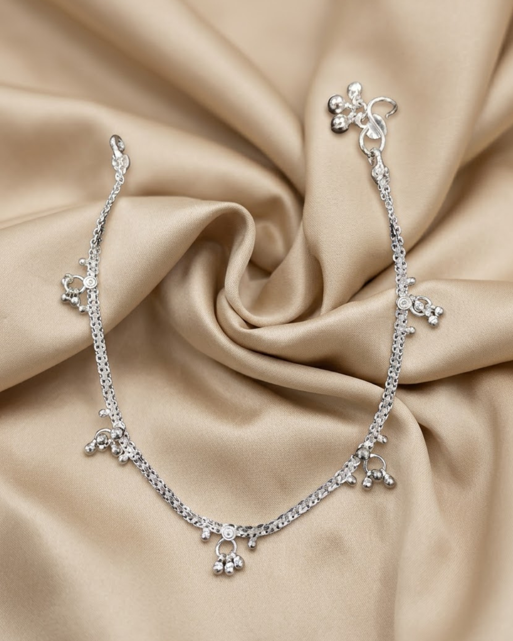 Cluster beads Anklet Sterling Silver