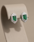 Emerald Cut Geometric Stud Earrings Sterling Silver
