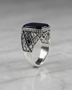 Sapphire Lattice Sovereign Ring