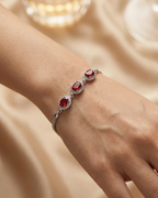 Crimson Oval Halo Bracelet