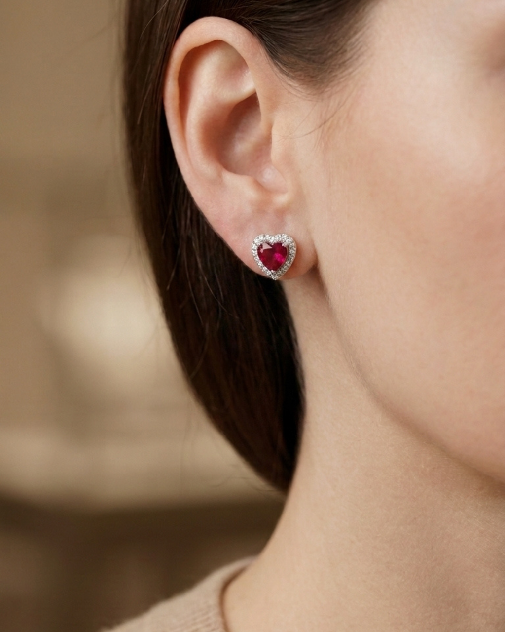 Heart Stud Earrings Sterling Silver