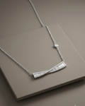 Twisted Baguette Crystal Necklace Silver