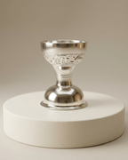 Vedic Carved Silver Diya Holder