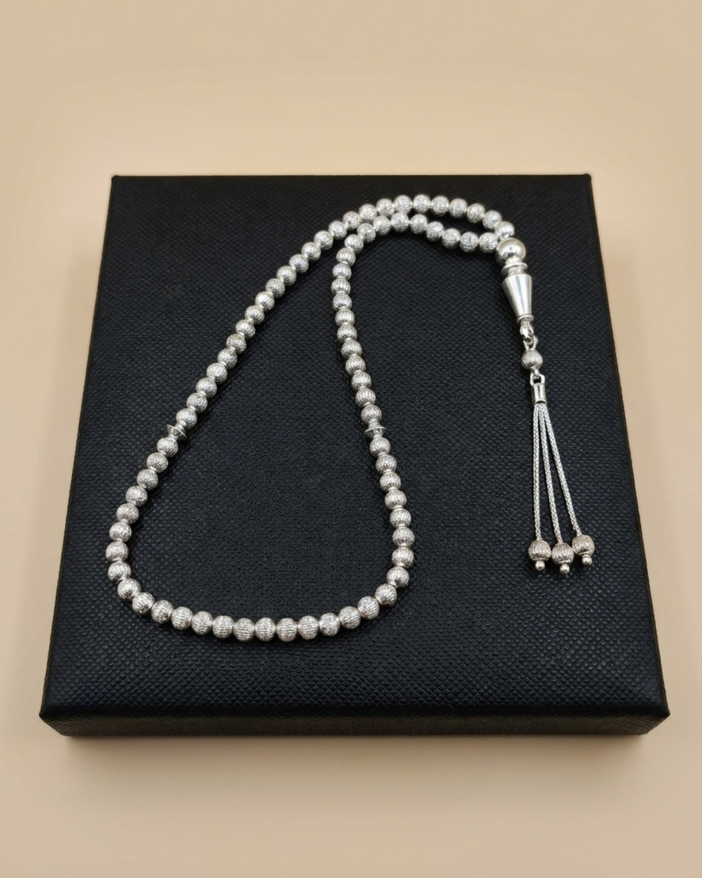 Textured 66-Bead Misbaha Tasbeeh Sterling Silver