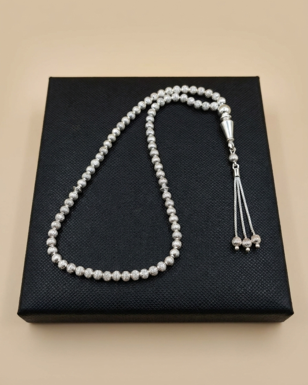 Textured 66-Bead Misbaha Tasbeeh Sterling Silver