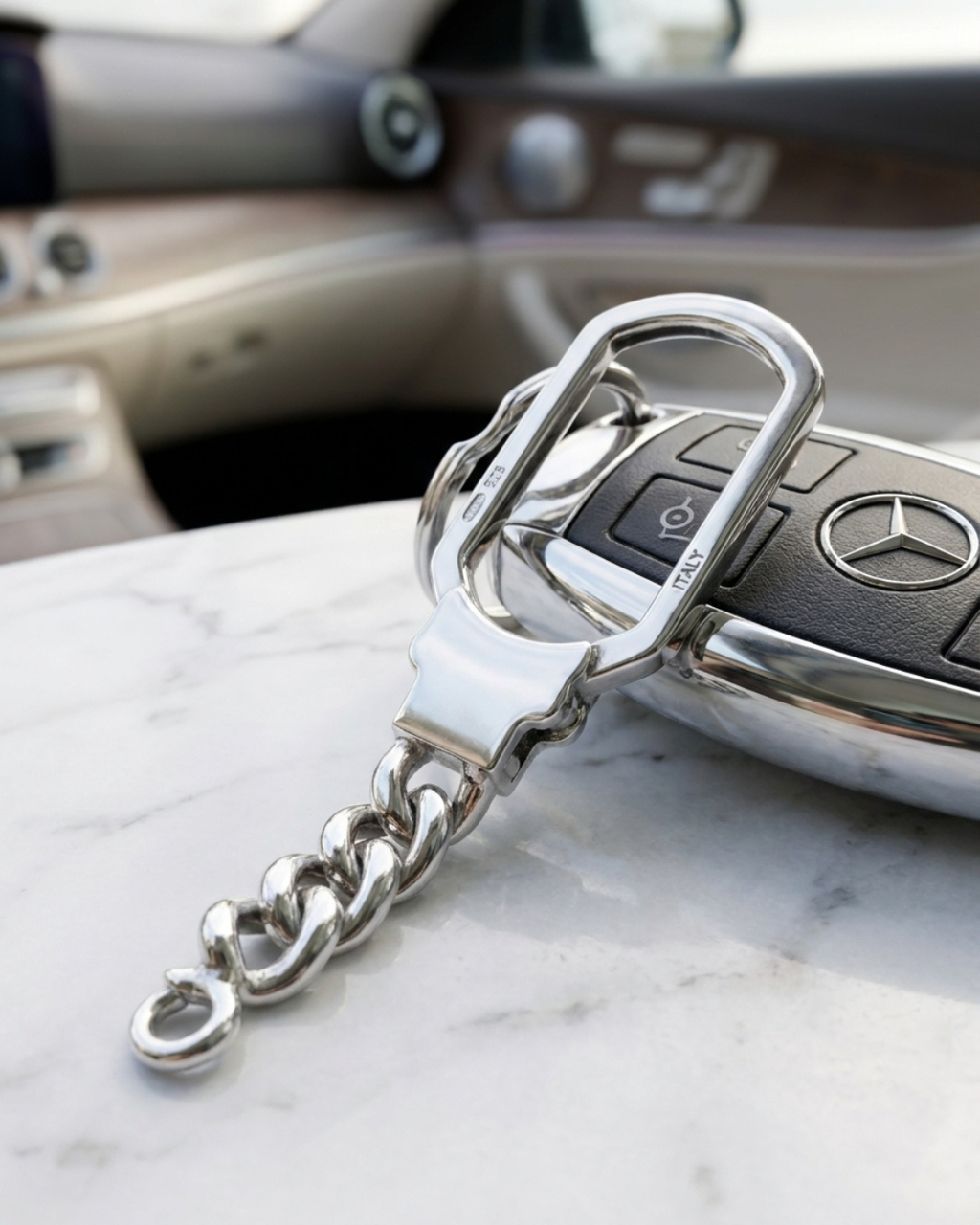 Sterling Curb Link Silver Keychain