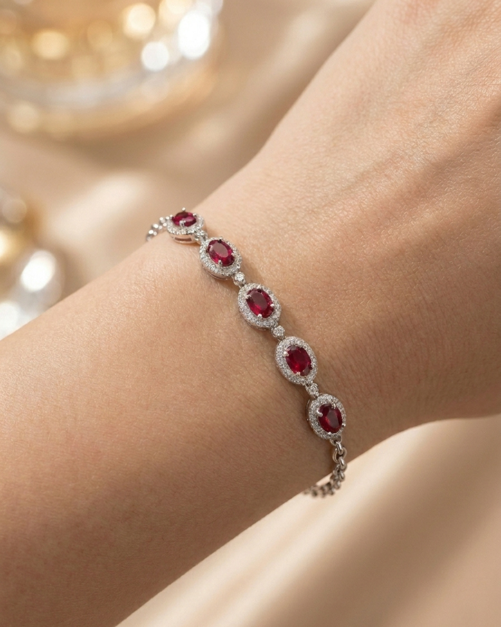 Ruby Red Marquise Tennis Bracelet