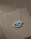 Evil Eye Charm Necklace Sterling Silver
