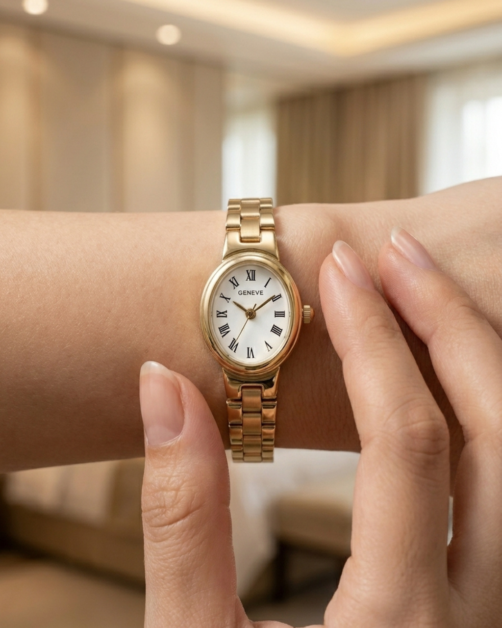 Geneve Classic Oval Gilded Watch