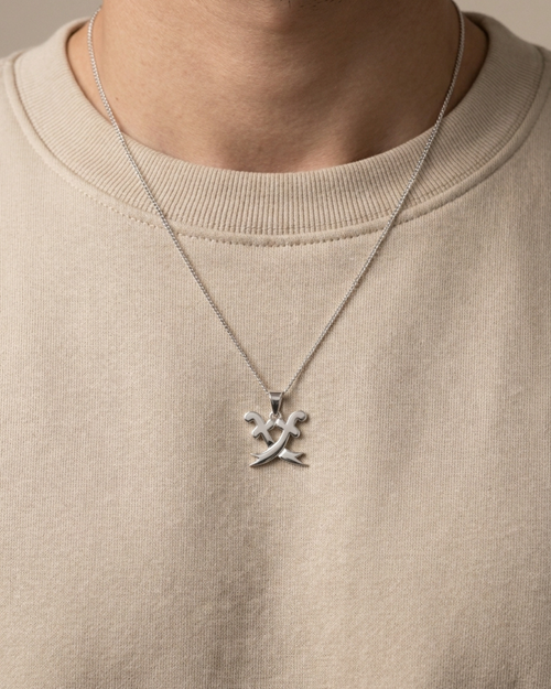 925 Sterling Silver Crossed Swords Pendant