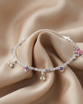Gungroo Floral Charm Anklet Sterling Silver