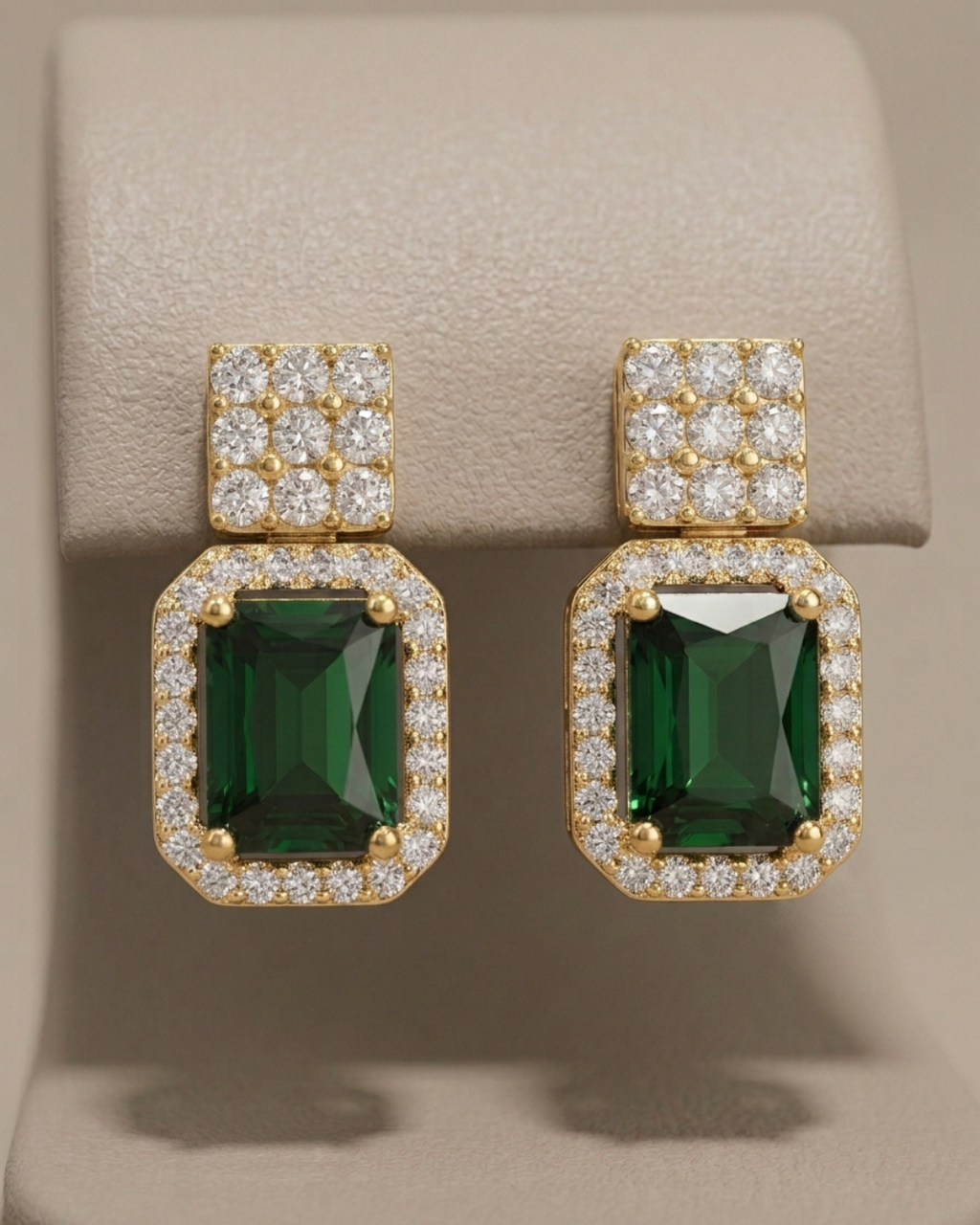 Emerald Cut Drop Studs Earring Sterling Silver