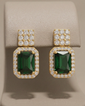 Emerald Cut Drop Studs Earring Sterling Silver