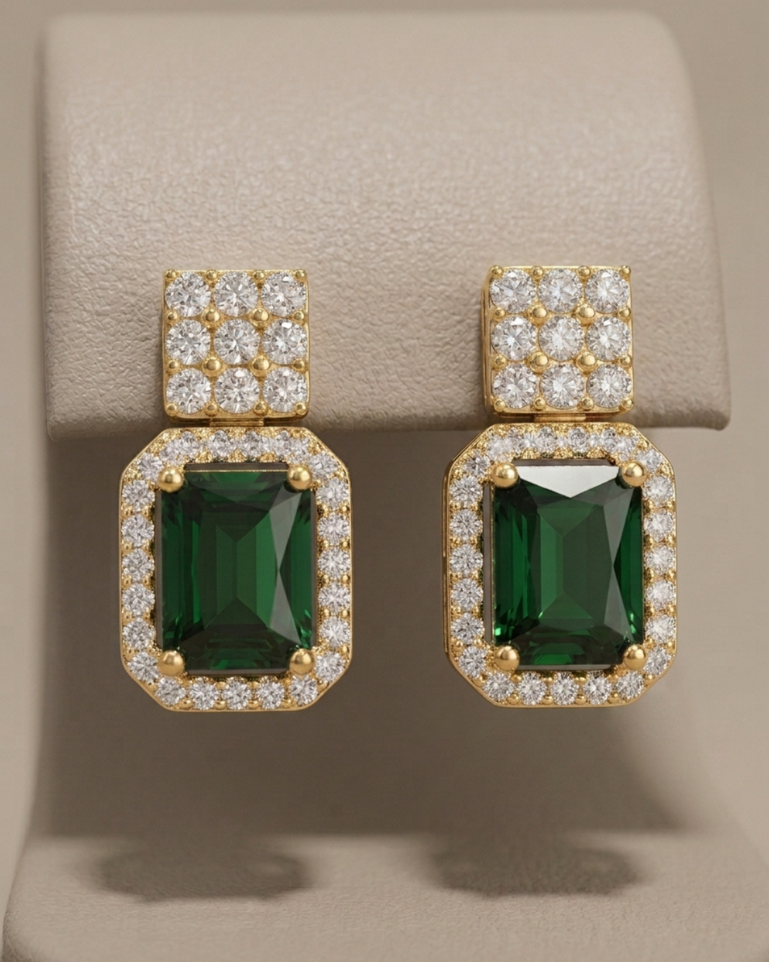 Emerald Cut Drop Studs Earring Sterling Silver