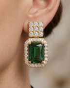 Emerald Cut Drop Studs Earring Sterling Silver