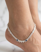 Multicolor Enamel Floral Silver Anklet