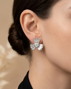 Three Petal Flower Stud Earrings Sterling Silver