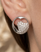 Heart in Circle Cutout Stud Earrings Sterling Silver