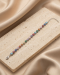 Pastel Rainbow Oval Halo Tennis Bracelet