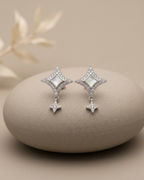 Star Burst Drop Stud Earrings Sterling Silver