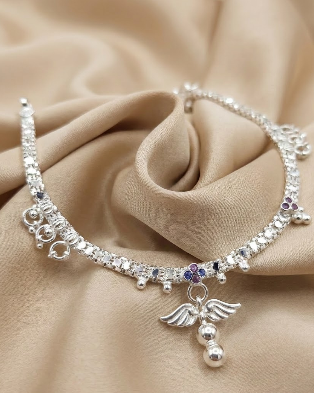 Angel Wings Anklet Sterling Silver
