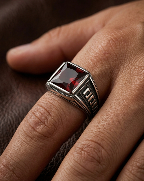 Crimson Labyrinth Signet Ring
