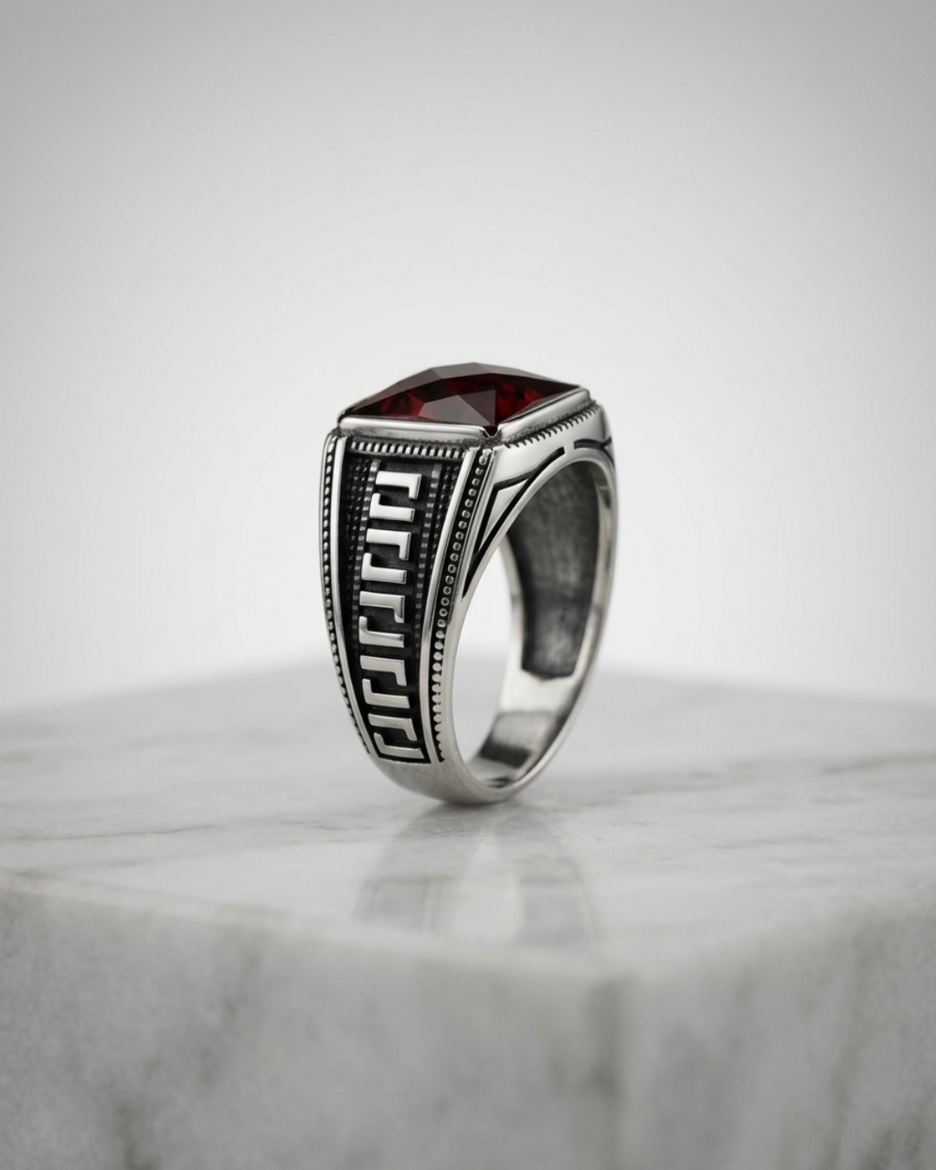 Crimson Labyrinth Signet Ring