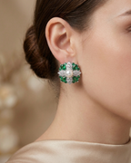 Pearl Emerald Stud Earrings Sterling Silver