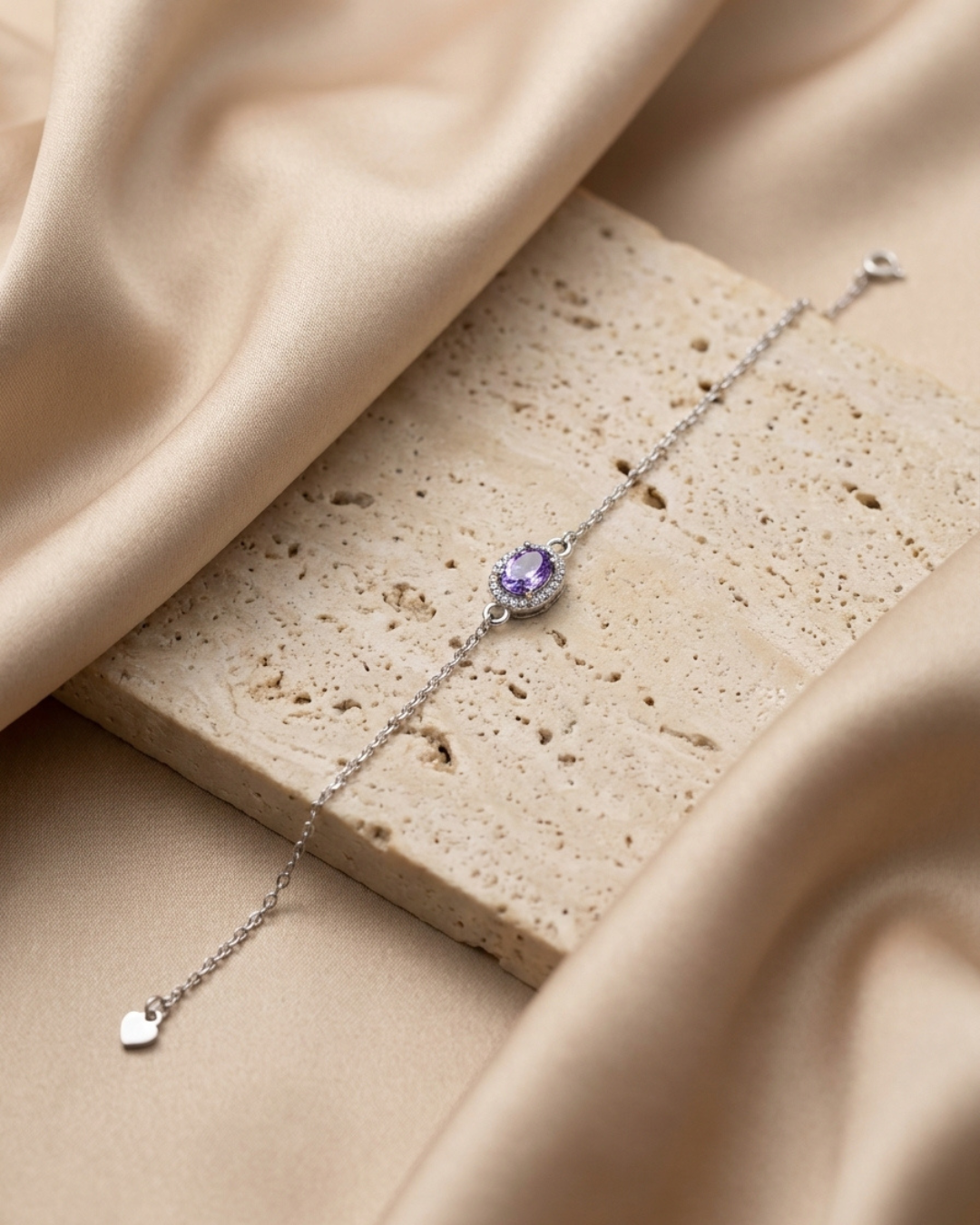 Radiant Amethyst Solitaire Bracelet