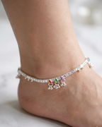 Meenakari Leaf Anklet Sterling Silver