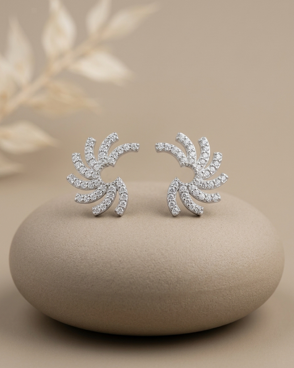Pinwheel Swirl Stud Earrings Sterling Silver