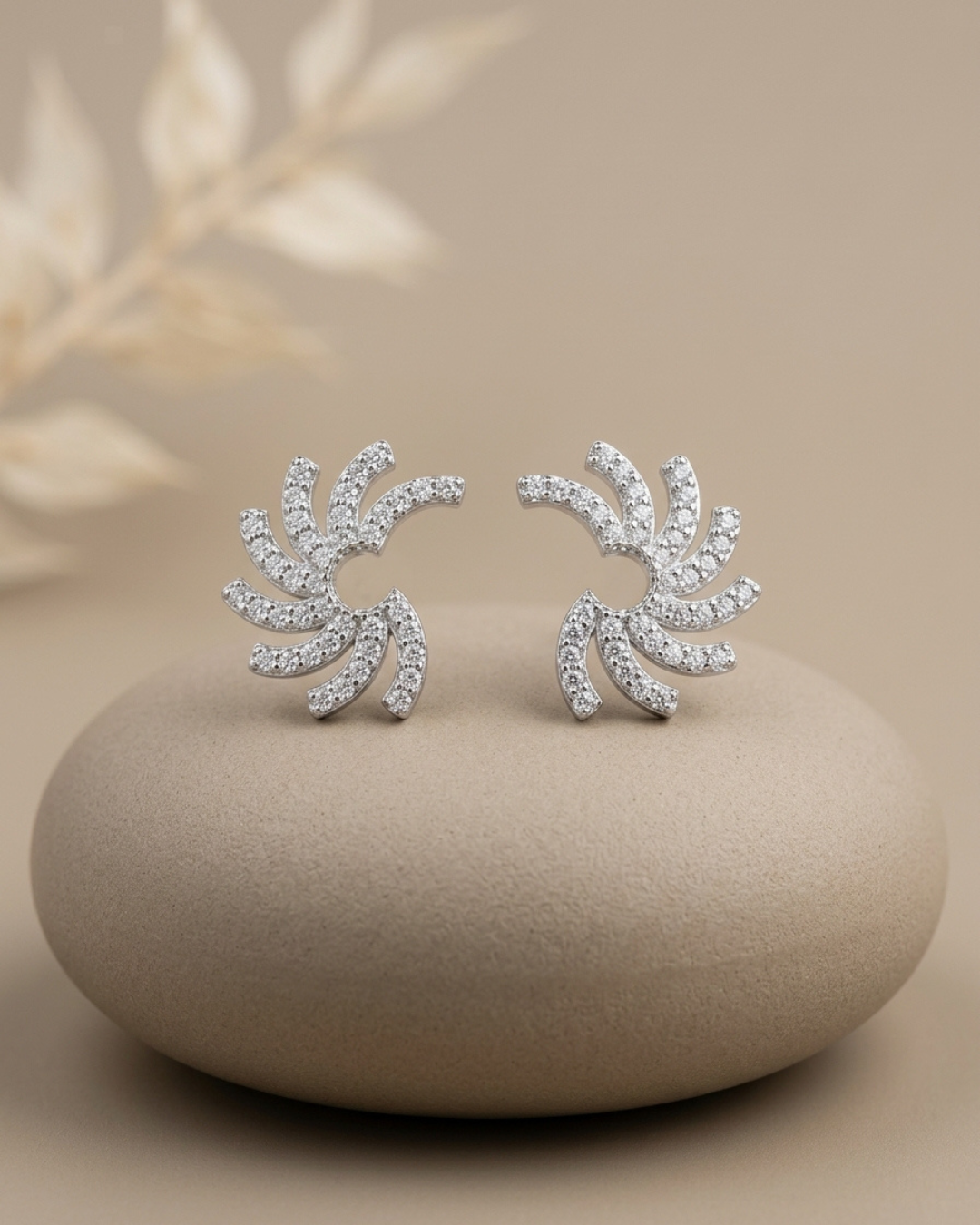 Pinwheel Swirl Stud Earrings Sterling Silver