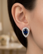 Teardrop Halo Stud Earrings Sterling Silver